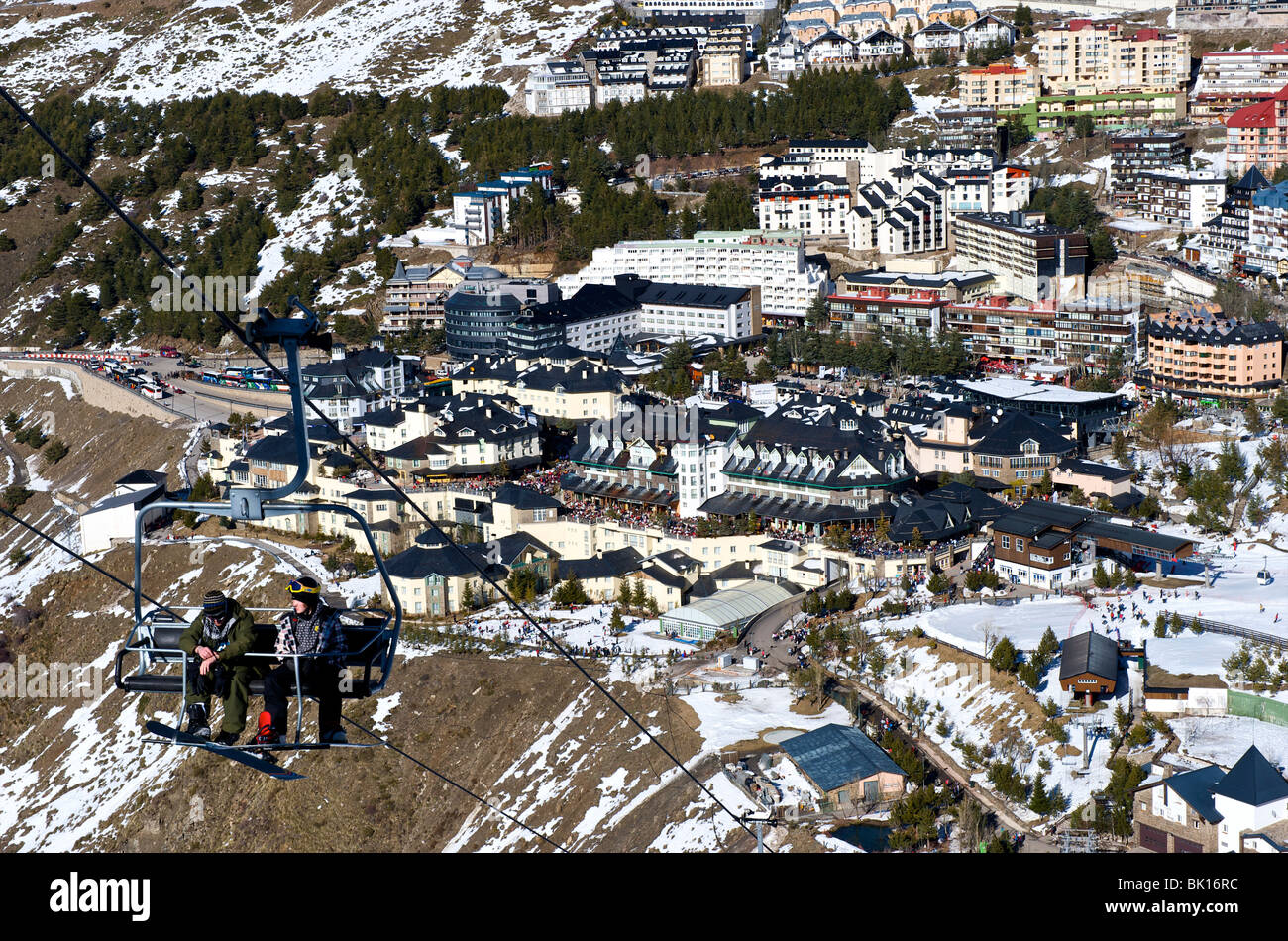 Pradollano, vue sur la station de ski Banque D'Images