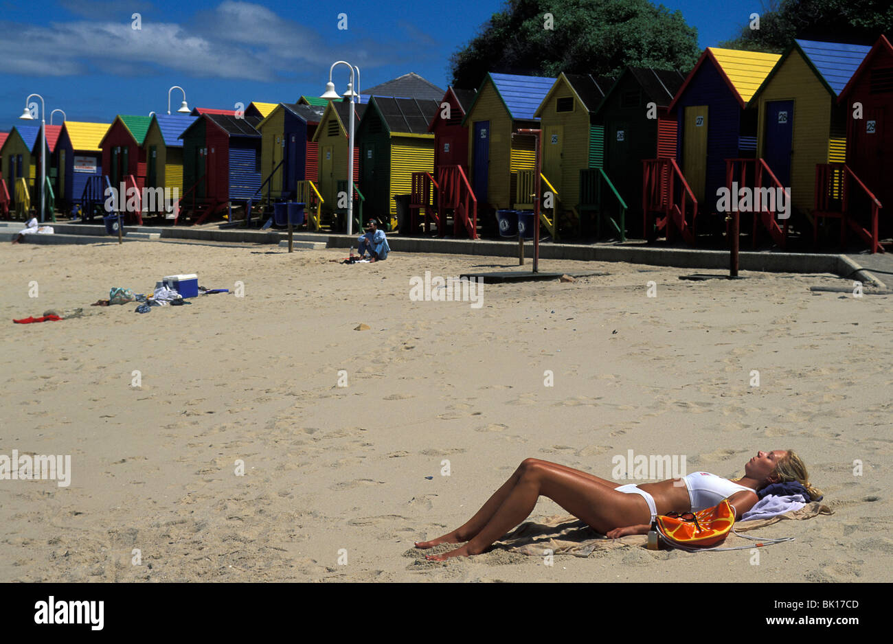 L'Afrique du Sud en couleurs, maisons de plage, près de Cape Town Banque D'Images