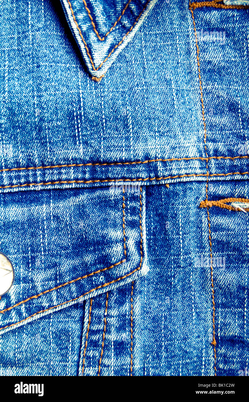 Close up detail d'une veste bleu jeans Photo Stock - Alamy