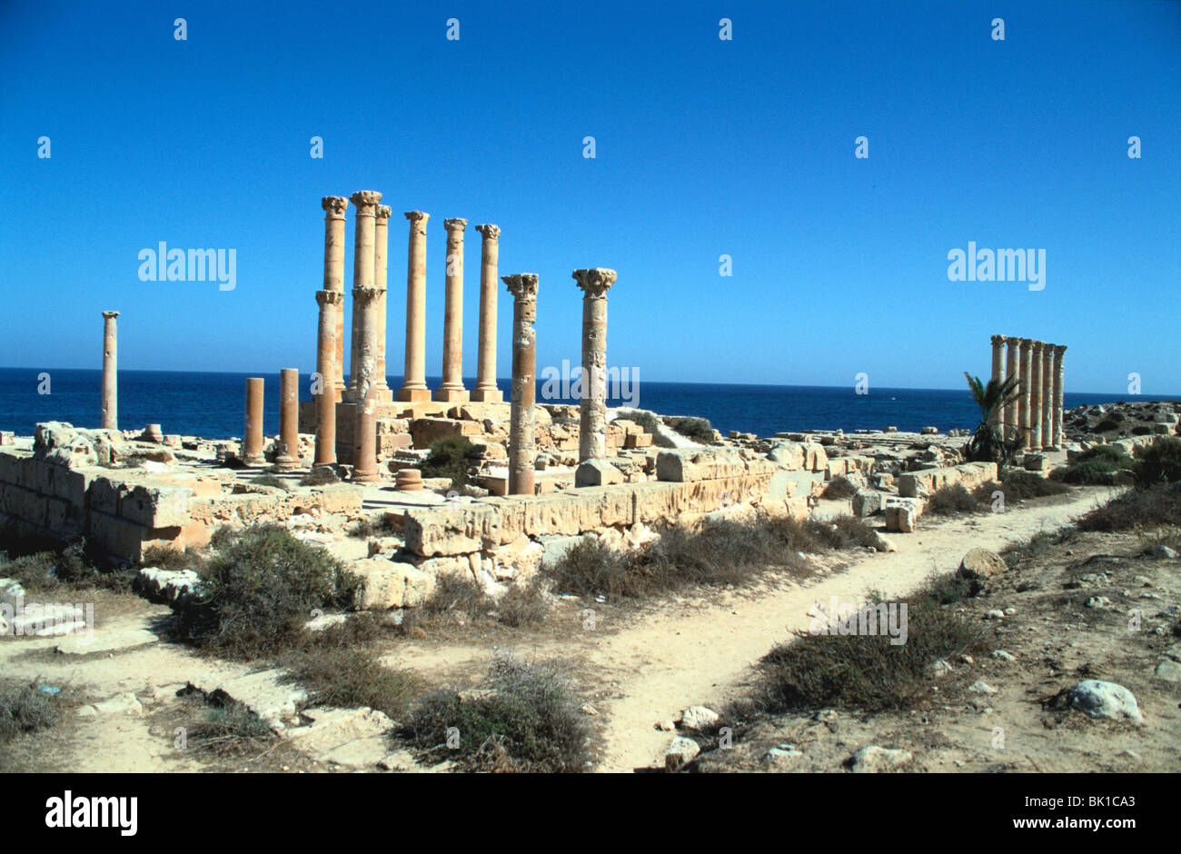 Temple d'Isis, Sabratha, Libye. Banque D'Images