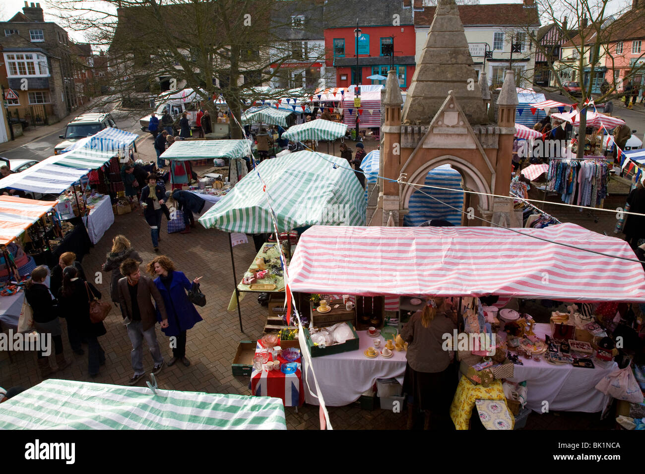 Street Market, Market Hill, Woodbridge, Suffolk Banque D'Images