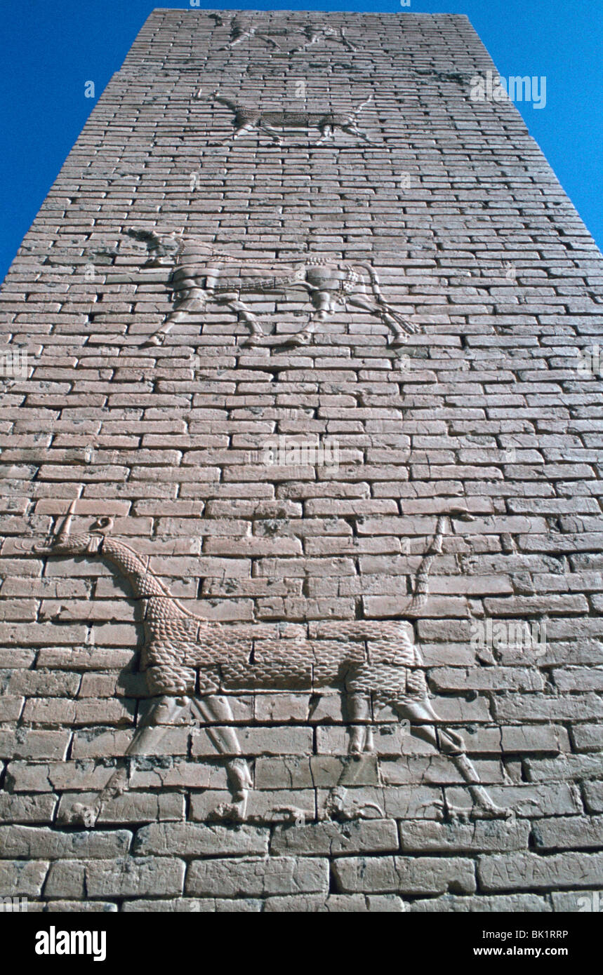La porte d'Ishtar, Babylone, l'Iraq. Banque D'Images