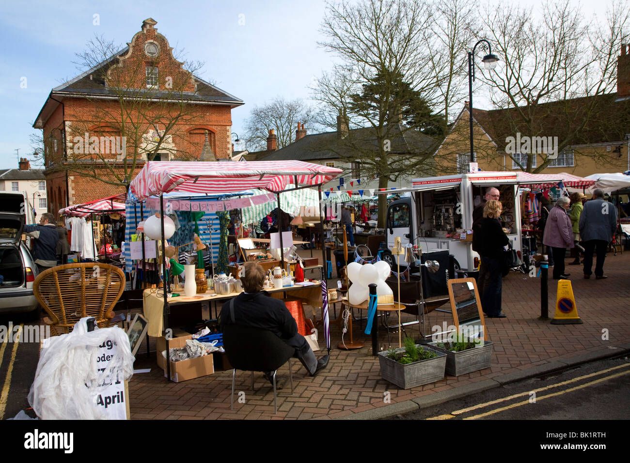Street Market, Market Hill, Woodbridge, Suffolk Banque D'Images