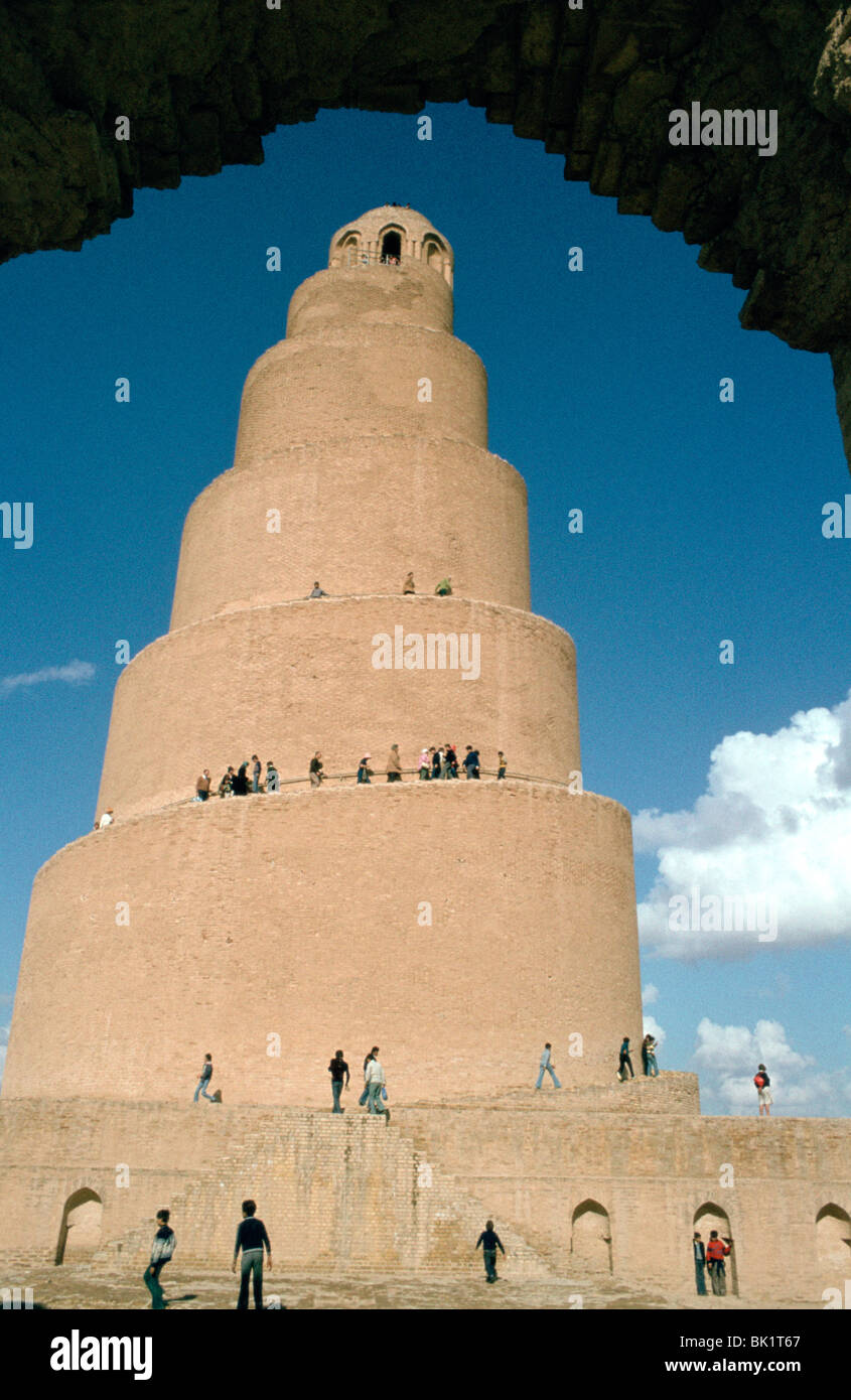 Minaret de la Grande Mosquée, Samarra, en Irak, en 1977. Banque D'Images