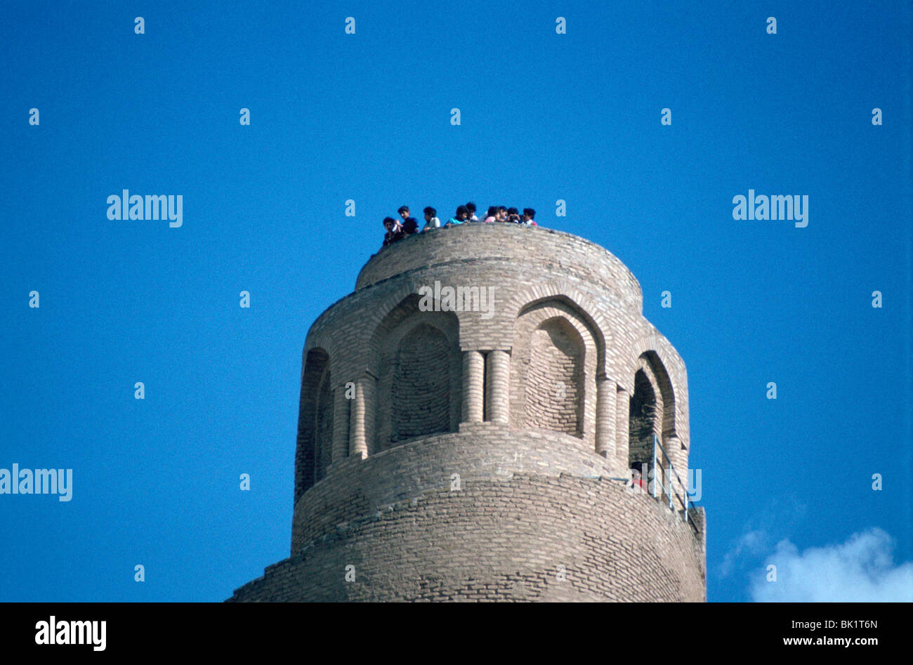Haut du minaret de la Grande Mosquée, Samarra, en Irak, en 1977. Banque D'Images