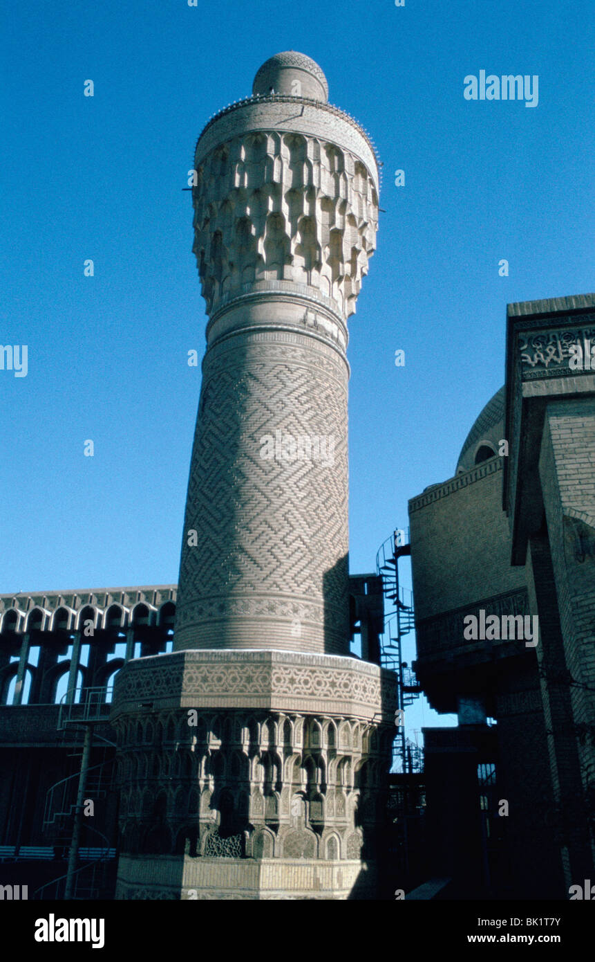 Minaret de la mosquée souq al Ghazal, Bagdad, Irak, 1977. Banque D'Images