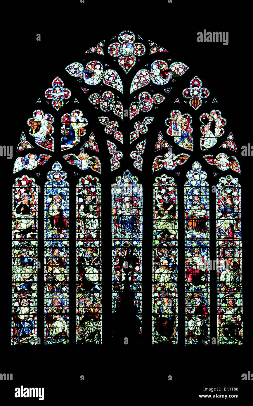 Le vitrail de la cathédrale de Durham Banque D'Images