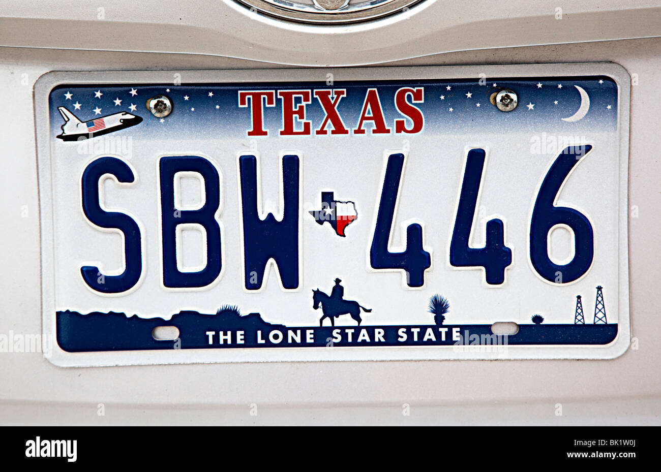 Le Texas Lone Star State véhicule plaque minéralogique Texas USA Banque D'Images