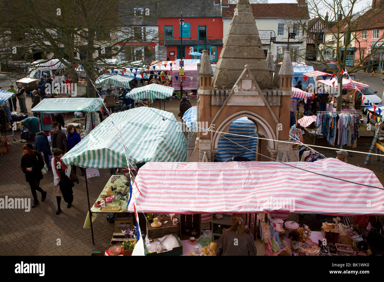 Street Market, Market Hill, Woodbridge, Suffolk Banque D'Images