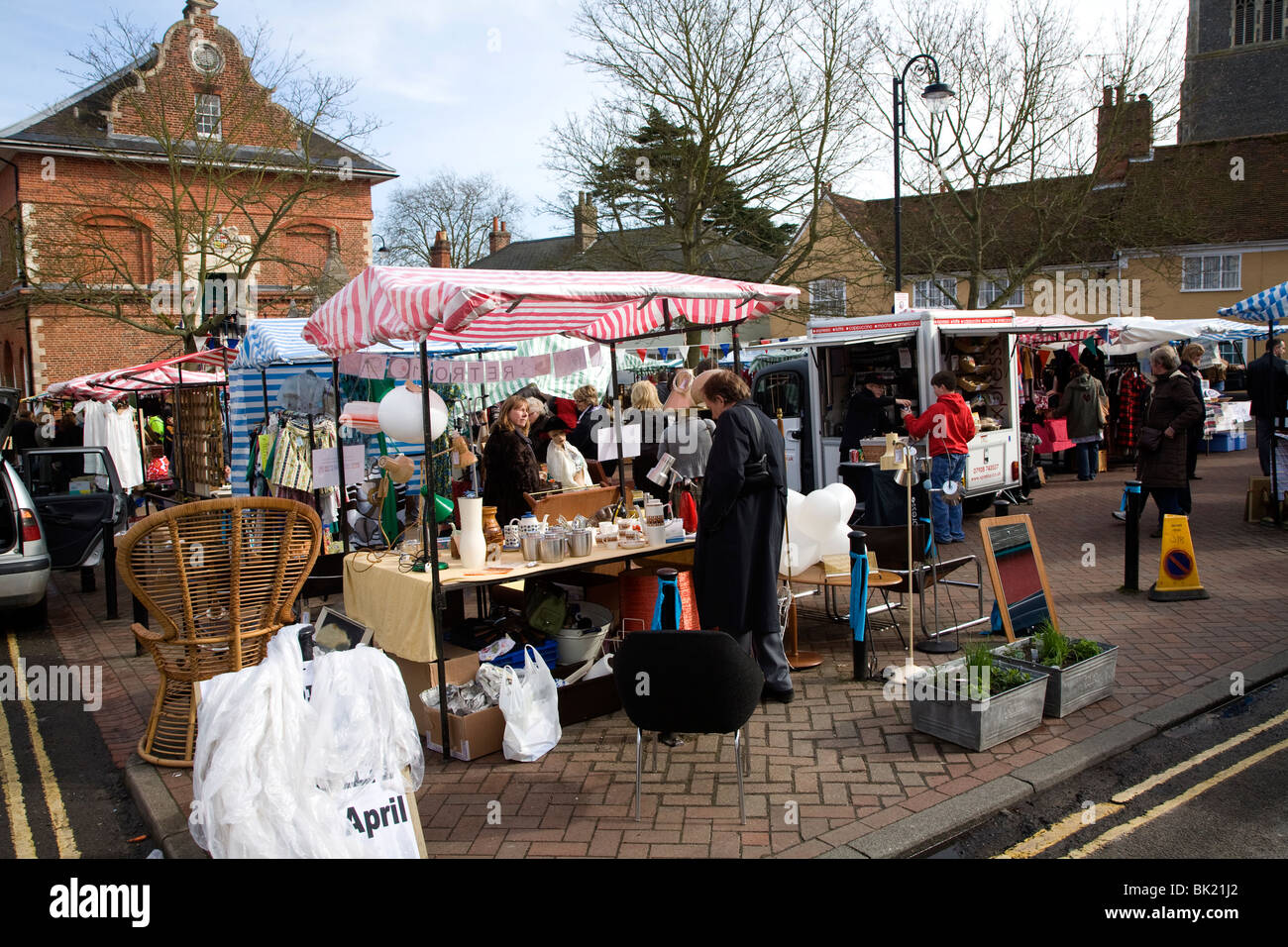 Street Market, Market Hill, Woodbridge, Suffolk Banque D'Images