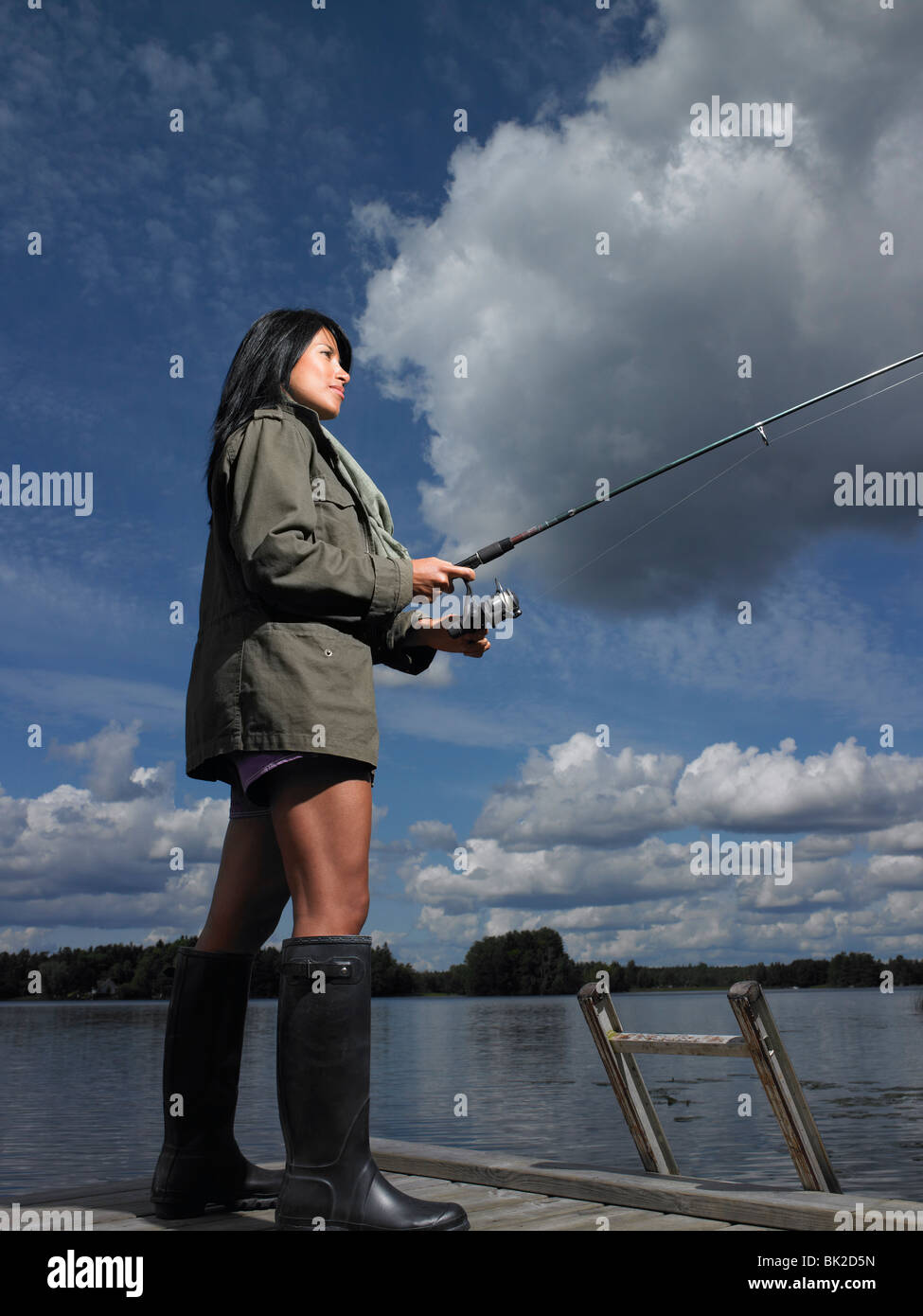 Femme de pêche Banque D'Images