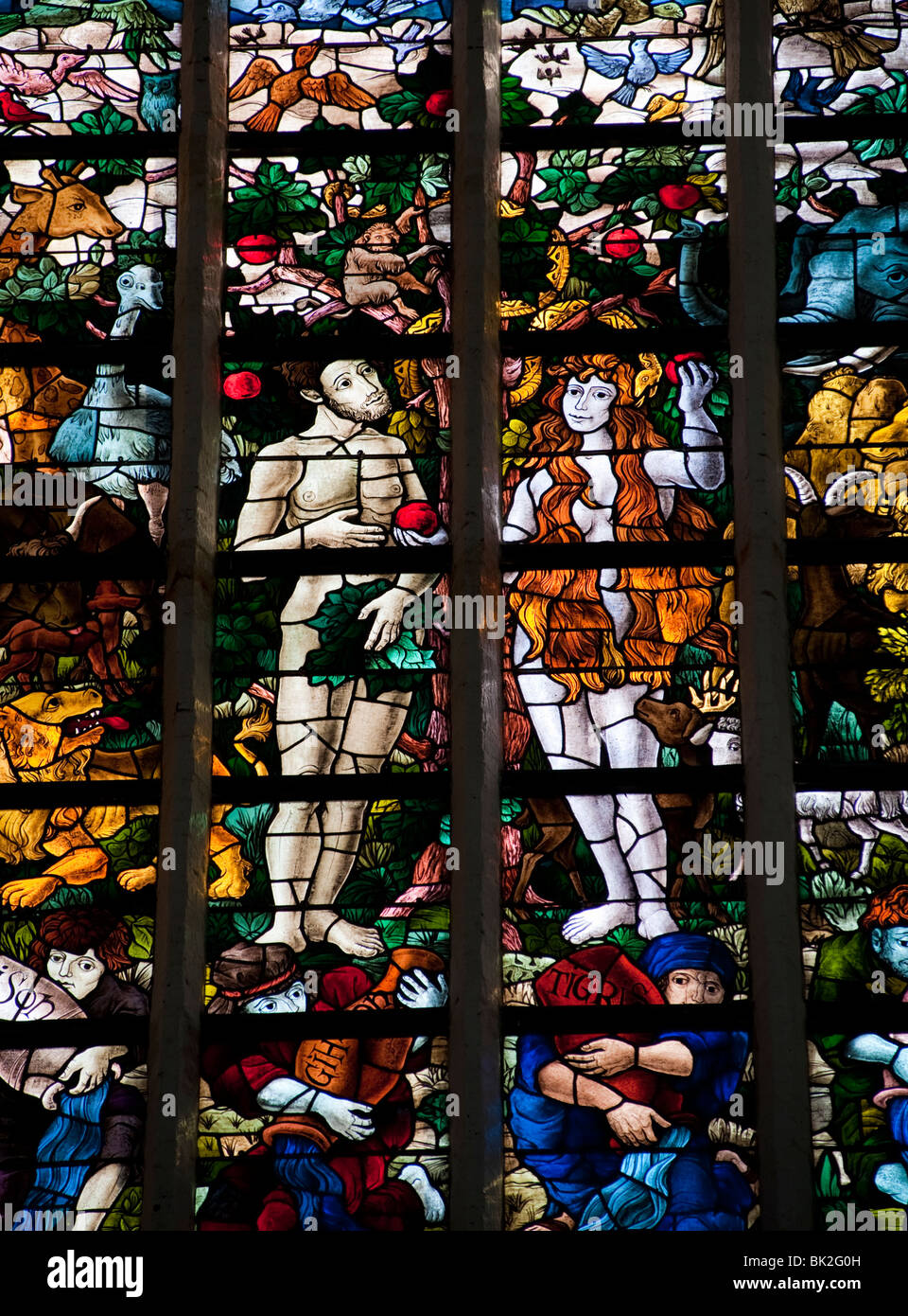 Vitraux de Oude Kerk ou vieille église de Delft aux Pays-Bas Banque D'Images