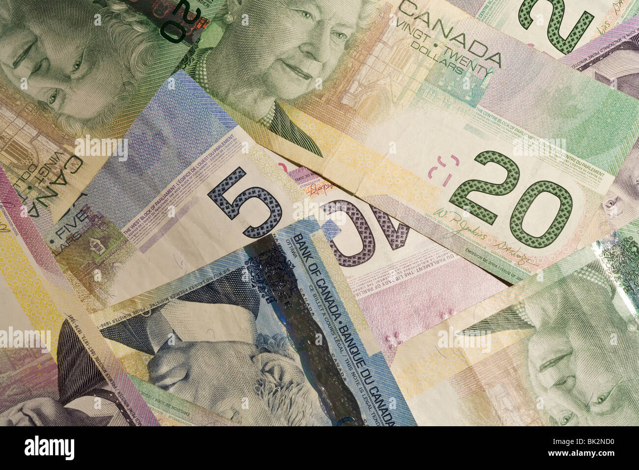 Les billets de banque canadiens Banque D'Images