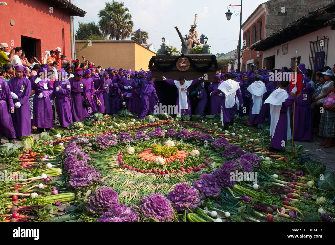 Semaine sainte Procession, Antigua, Guatemala, Amérique Centrale Banque D'Images
