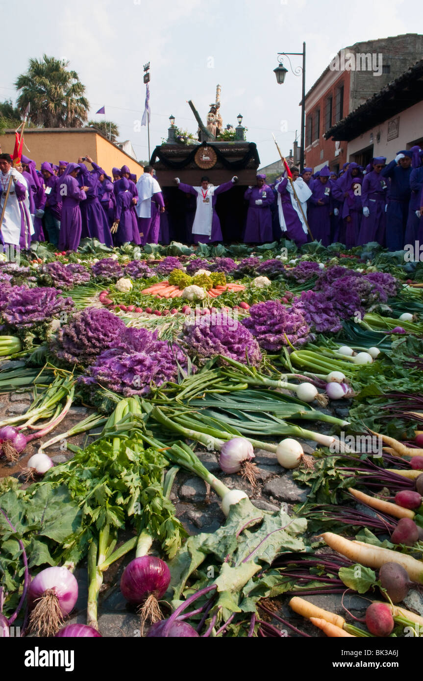 Semaine sainte Procession, Antigua, Guatemala, Amérique Centrale Banque D'Images
