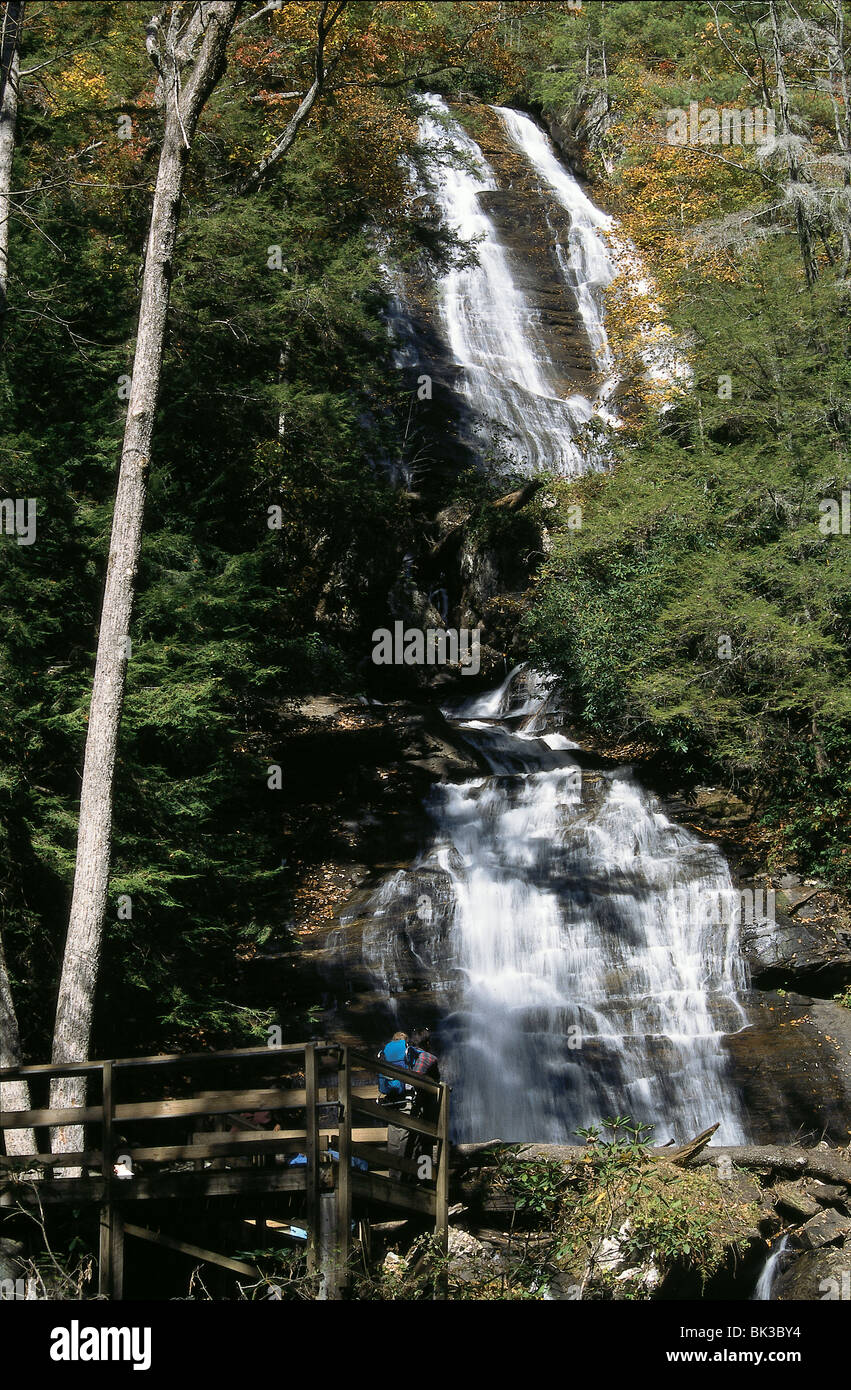 Chutes d'Anna Ruby sur le côté de la Curtis Creek Falls dans la forêt nationale de Chattahoochee, Géorgie Banque D'Images