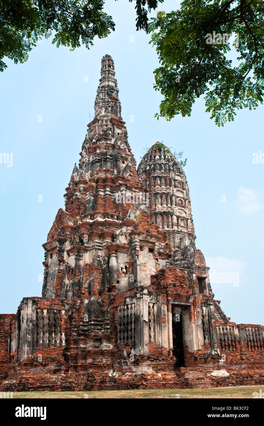 Wat Chaiwatthanaram ruines temple bouddhiste d'Ayutthaya, Thaïlande, Site du patrimoine mondial de l'UNESCO. Banque D'Images
