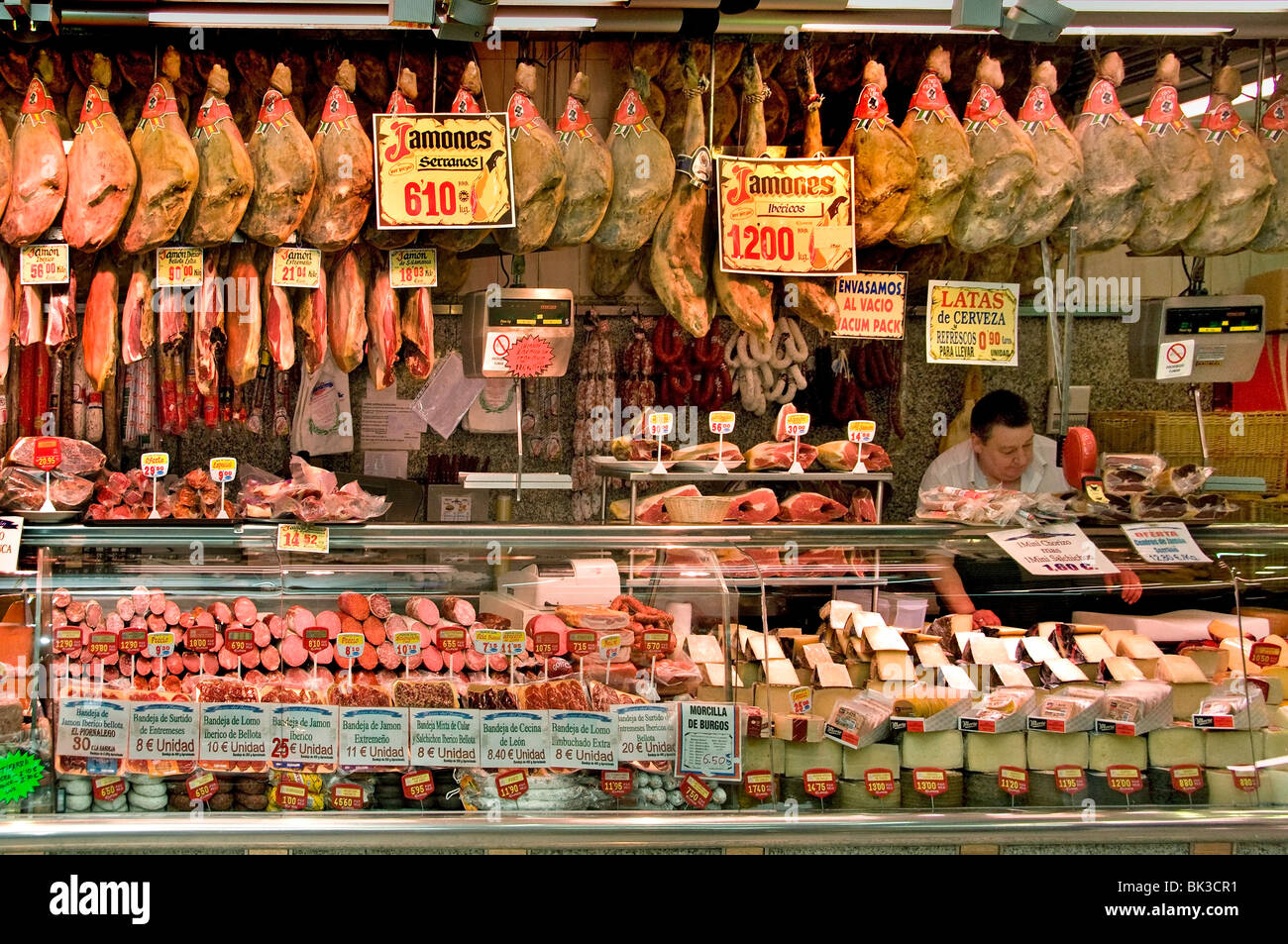 Museo del Jamon Jamon Iberico espagnol Madrid Espagne Bar Restaurant Boucher Banque D'Images