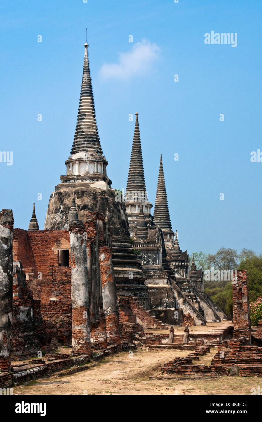 Wat Phra Sri Sanpetch temple bouddhiste d'Ayutthaya, Thaïlande. Banque D'Images