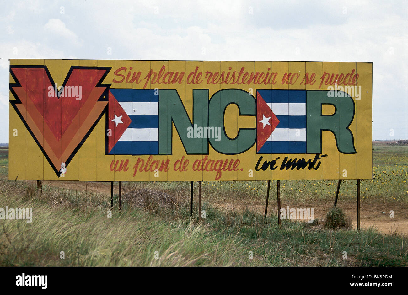 Panneau d'affichage cubain avec un slogan José Marti, "Sans plan de résistance on ne peut pas lancer avec succès un plan d'attaque", Pinar Del Rio Province, Cuba Banque D'Images