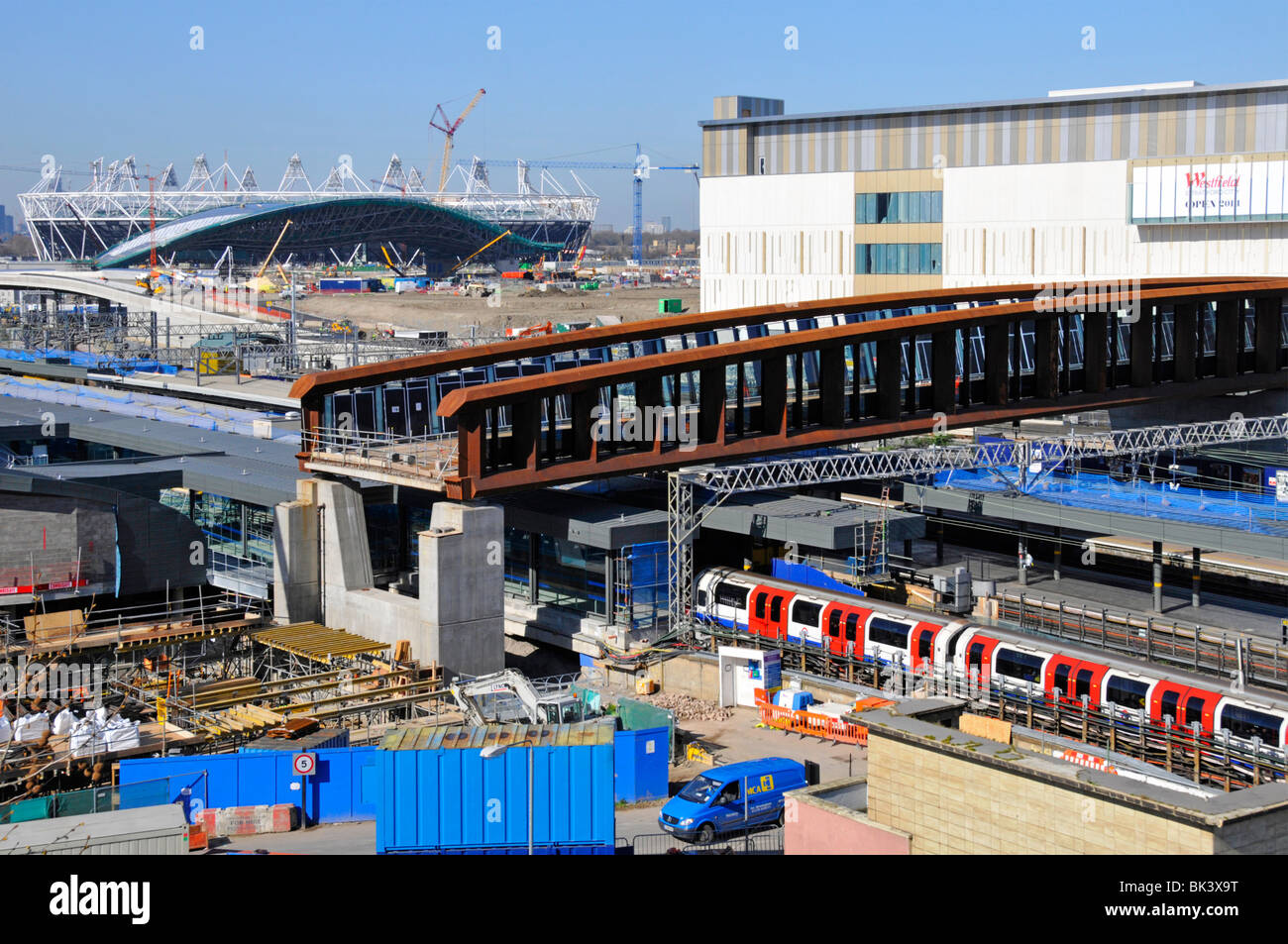 La gare de Stratford et du centre commercial Westfield 2012 chantier olympique Banque D'Images