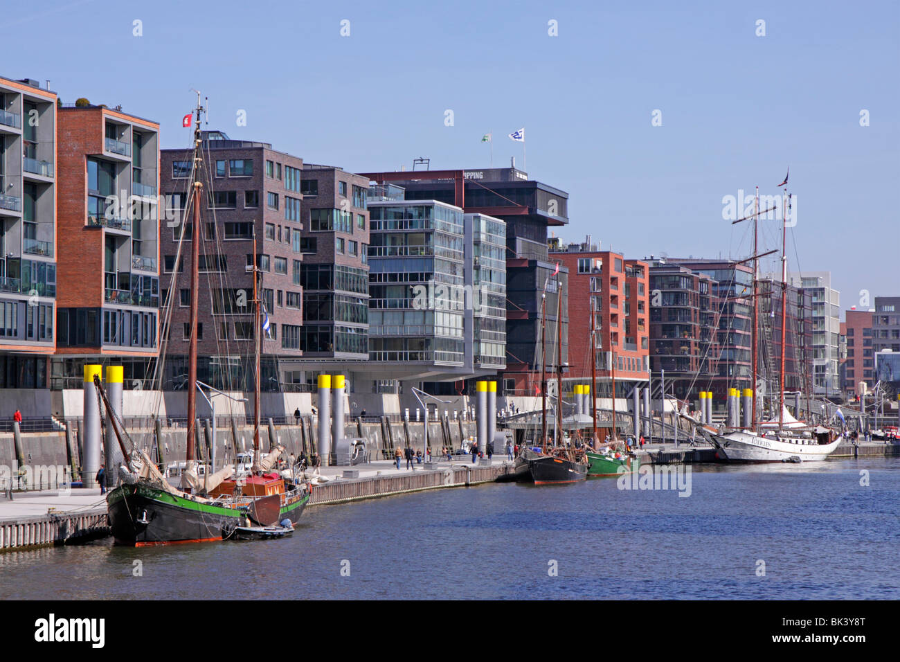 Hambourg, Sandtorkai, HafenCity, le nord de l'Allemagne Banque D'Images