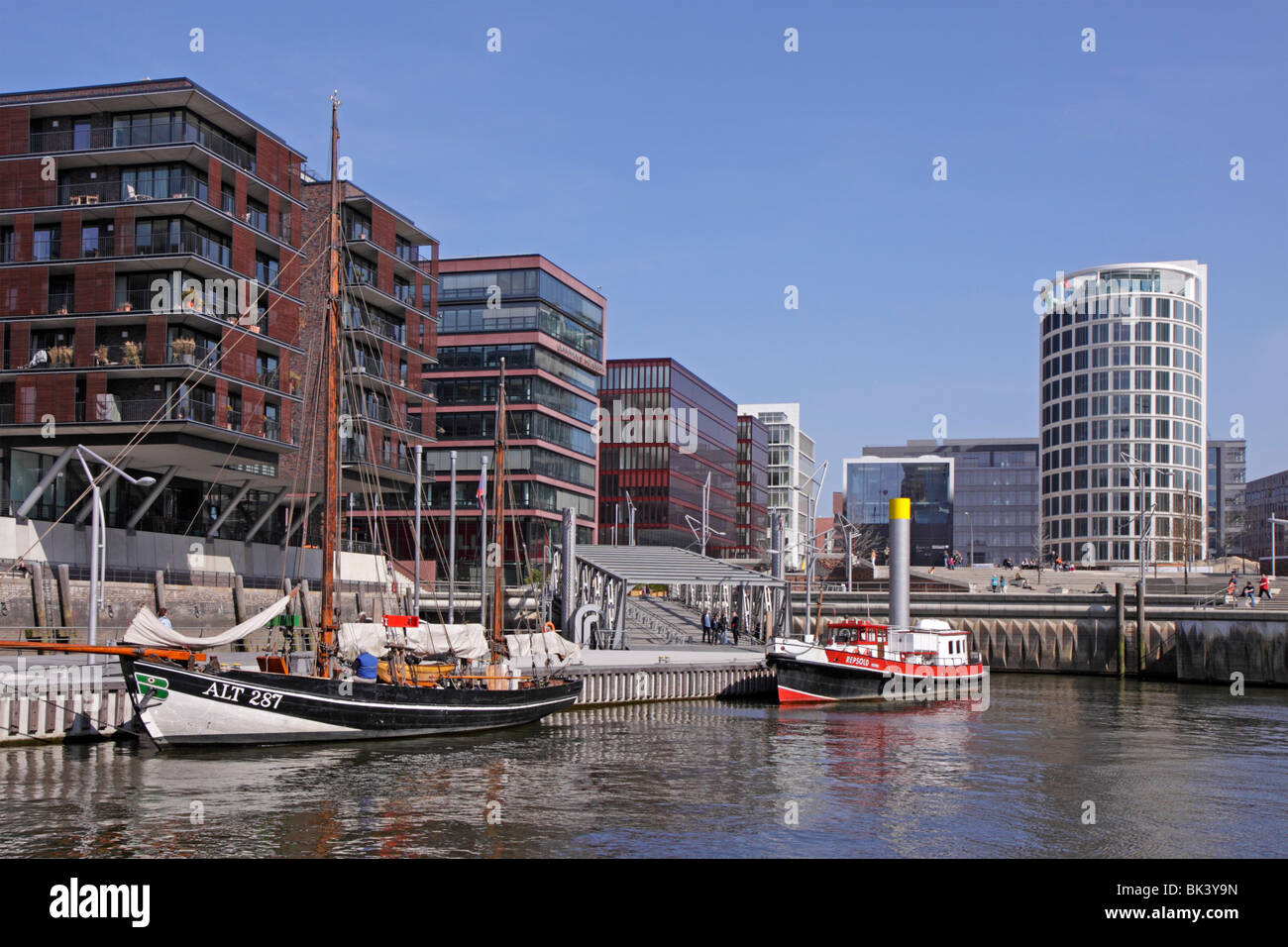 Hambourg, Sandtorkai, HafenCity, le nord de l'Allemagne Banque D'Images