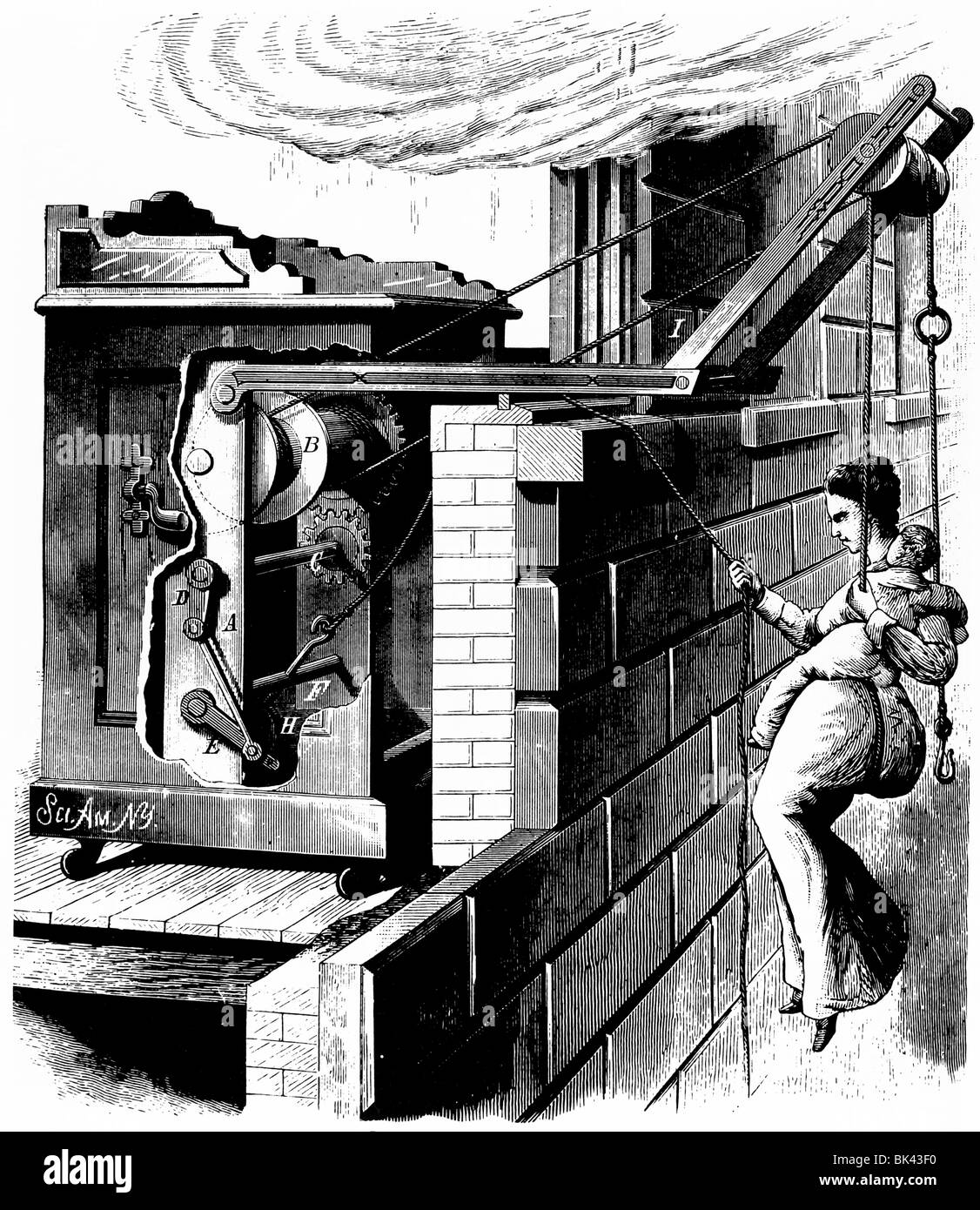 Lescale, 1878 Fire-Escape s automatique Banque D'Images