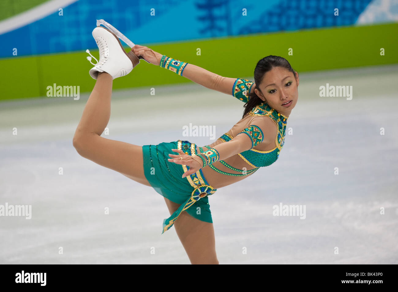 Miki Ando (JPN) en compétition en patinage artistique Programme libre dames aux Jeux Olympiques d'hiver de 2010 Banque D'Images