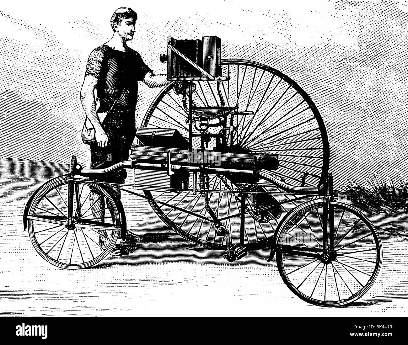 Tricycle photographique pour les touristes, 1885 Banque D'Images