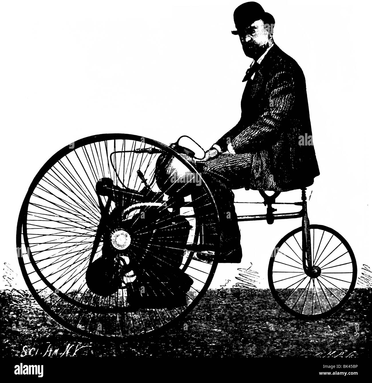 Tricycle à vapeur, 1895 Banque D'Images