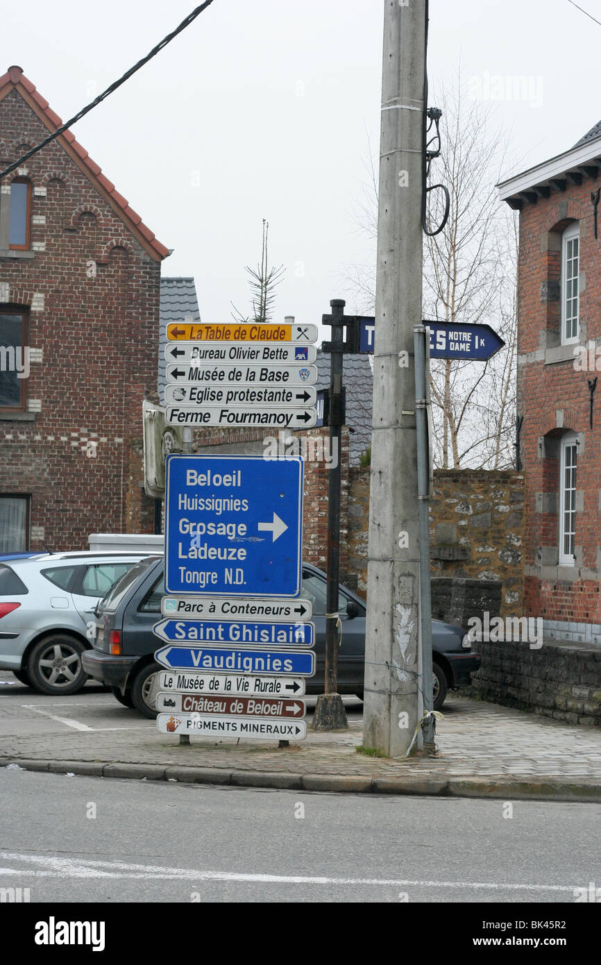 Les plaques de rue à Chievres, Belgique Banque D'Images