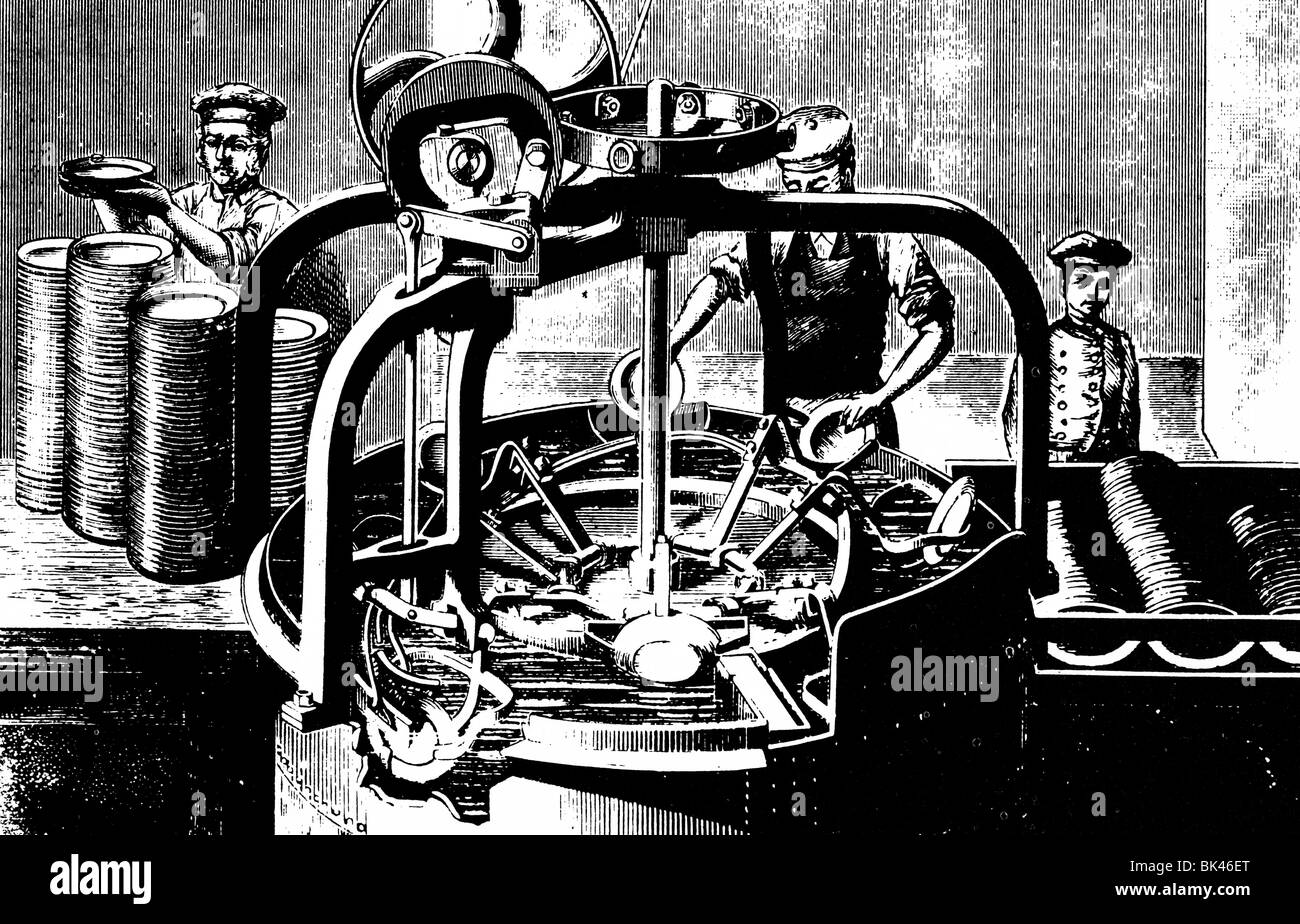 Machine pour laver la vaisselle, 1885 Banque D'Images