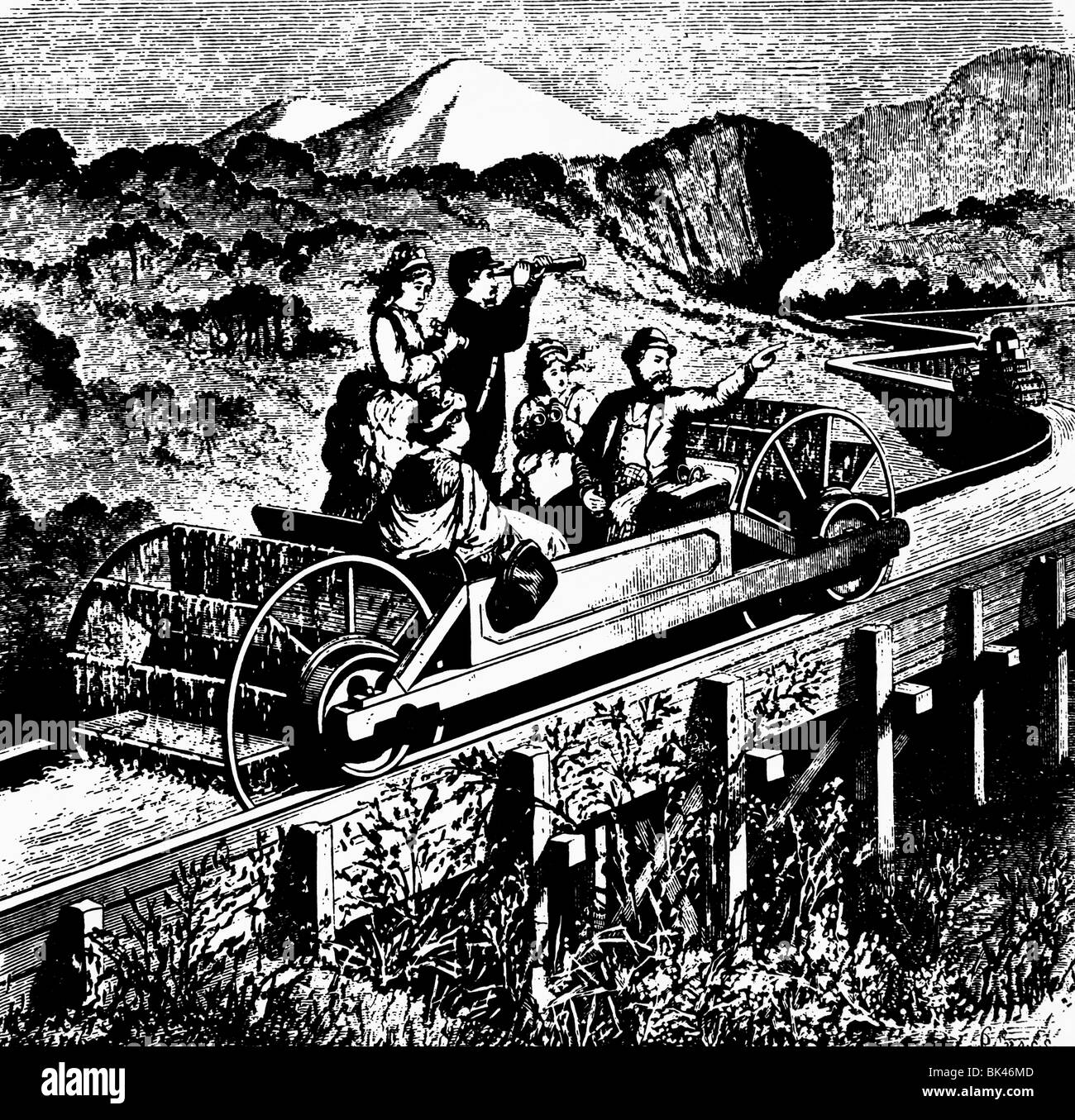 Locomotives de chemin de fer, 1877 hydraulique Banque D'Images