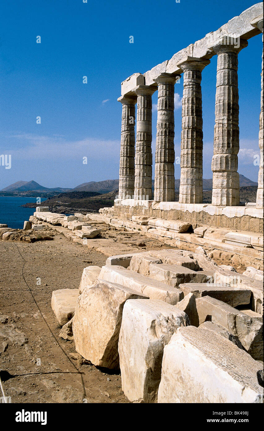 Temple de Poséidon 5ème siècle avant J.-C. Temple où selon la légende King Aegeus attendu pour son fils Thésée pour revenir à partir de la Crète Banque D'Images