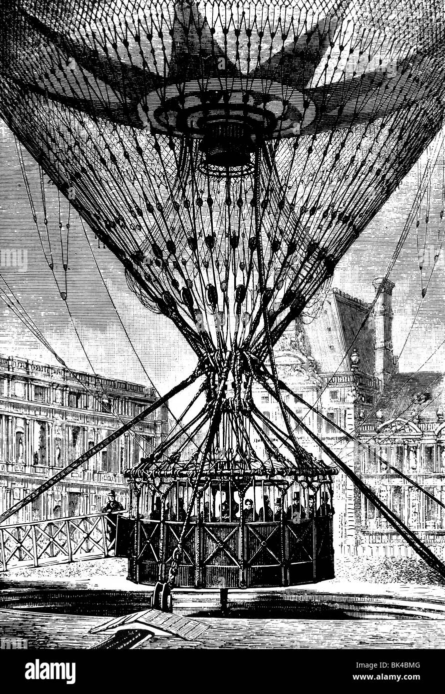 Ballon captif pour 40 passagers, 1878 Banque D'Images