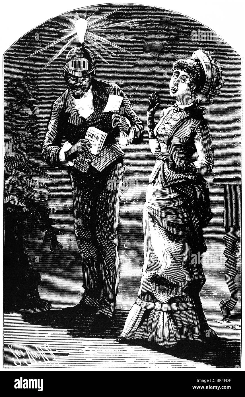 Annonce avec la lumière électrique, 1885 Banque D'Images