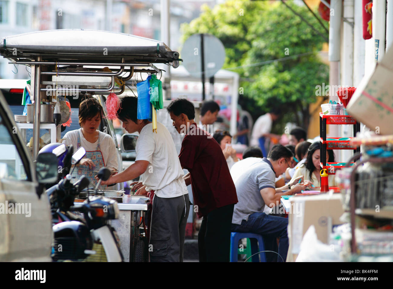 Une scène typique de hawker à Penang, Malaisie Banque D'Images