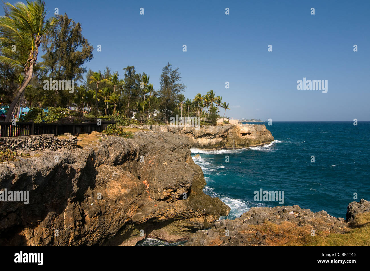 Vue panoramique sur le littoral rocheux entourent Santo Domingo République Dominicaine Banque D'Images