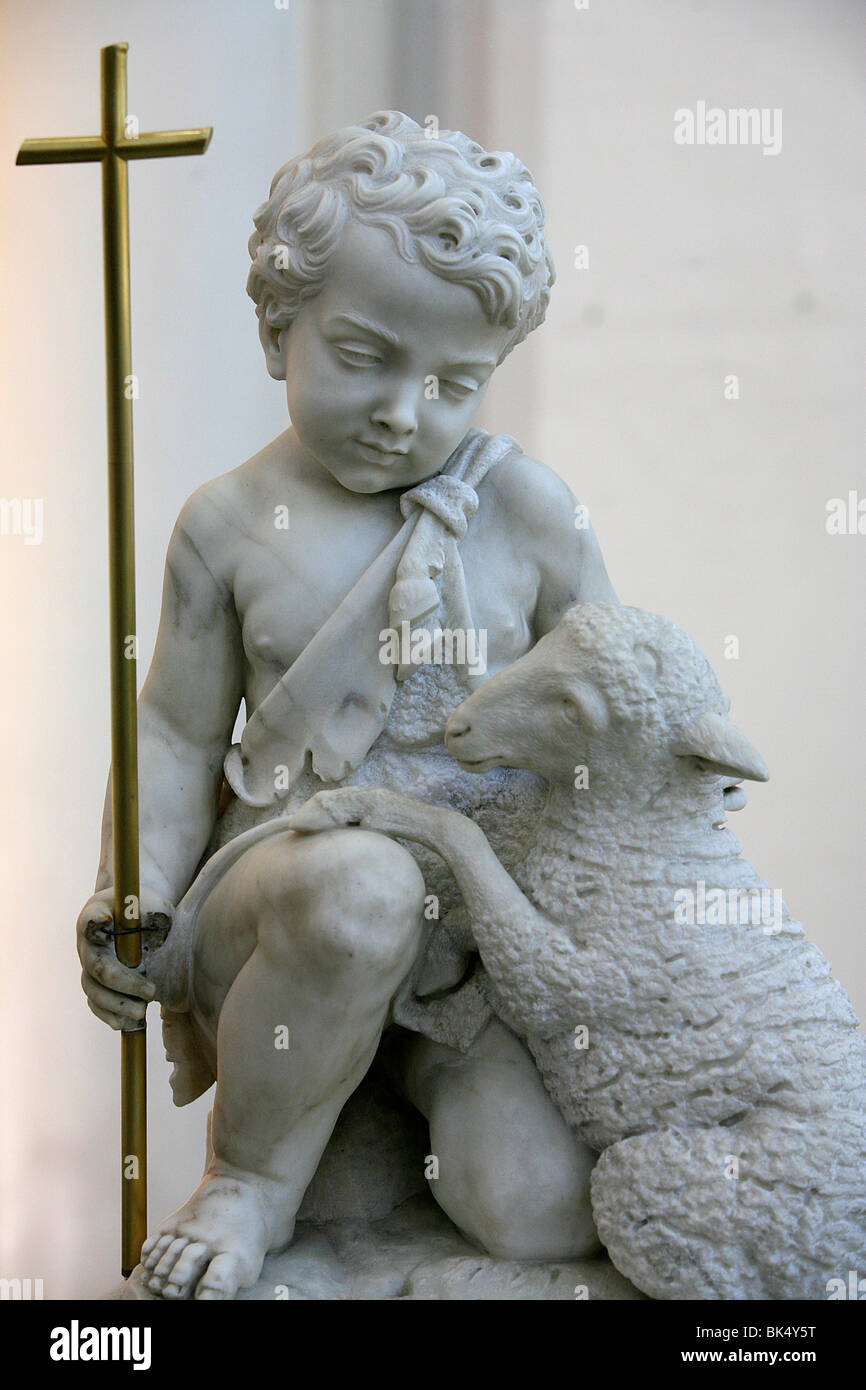 Sculpture représentant le Christ comme un bon pasteur de l'église Santa Maria D. Grazie, Rome, Latium, Italie, Europe Banque D'Images