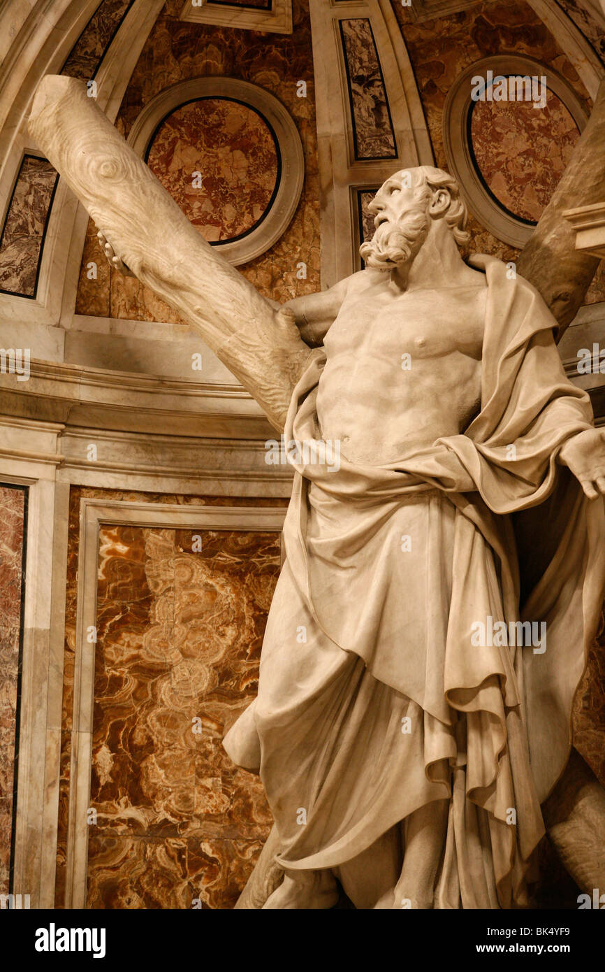 Statue de Saint André dans la Basilique Saint-Pierre, Vatican, Rome, Latium, Italie, Europe Banque D'Images