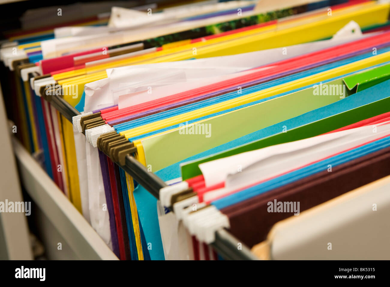 Close-up de fichiers dans l'armoire de classement Banque D'Images