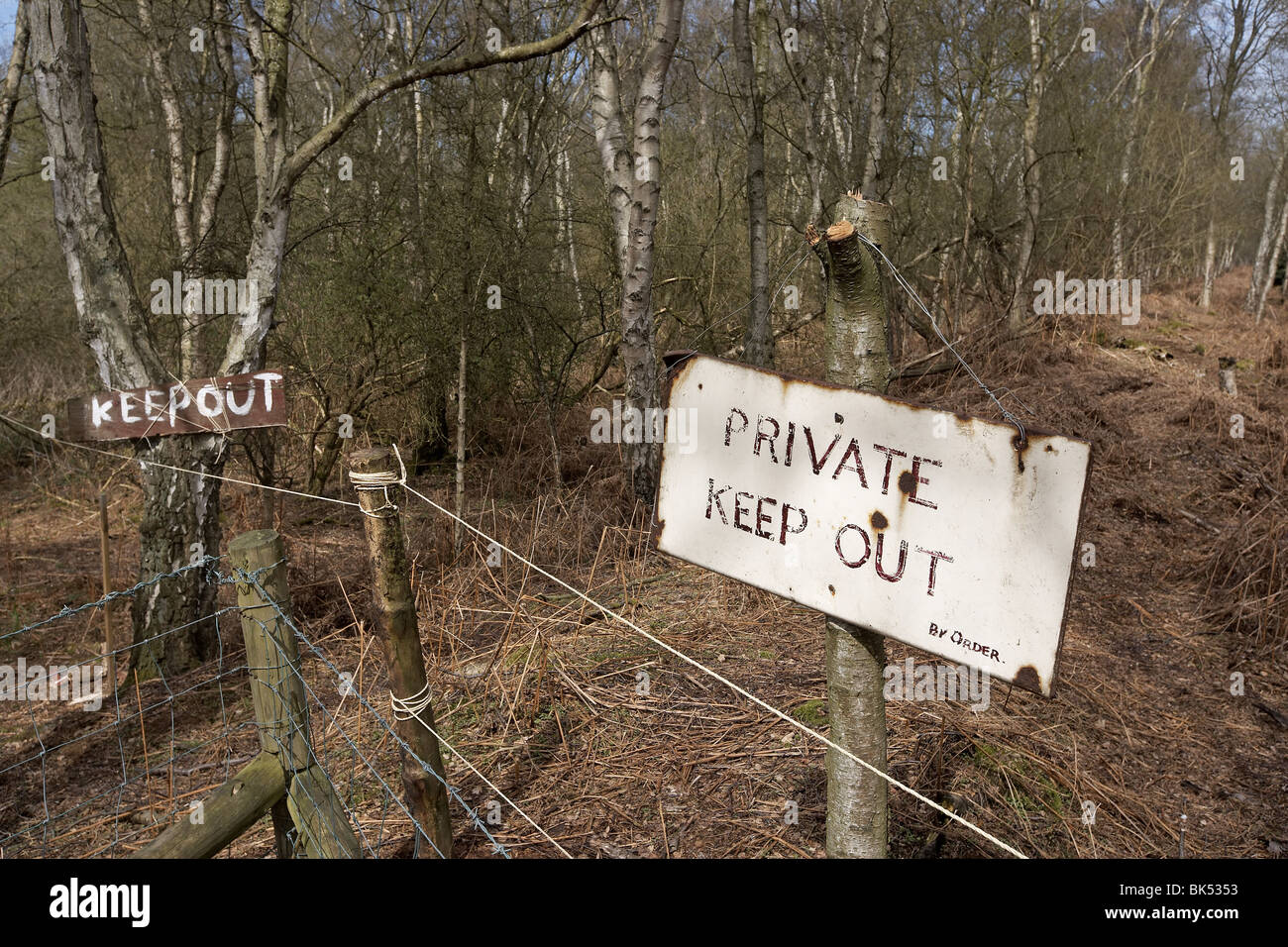 Tenir hors connexion privée près de Thorpe wood Moor, UK Banque D'Images