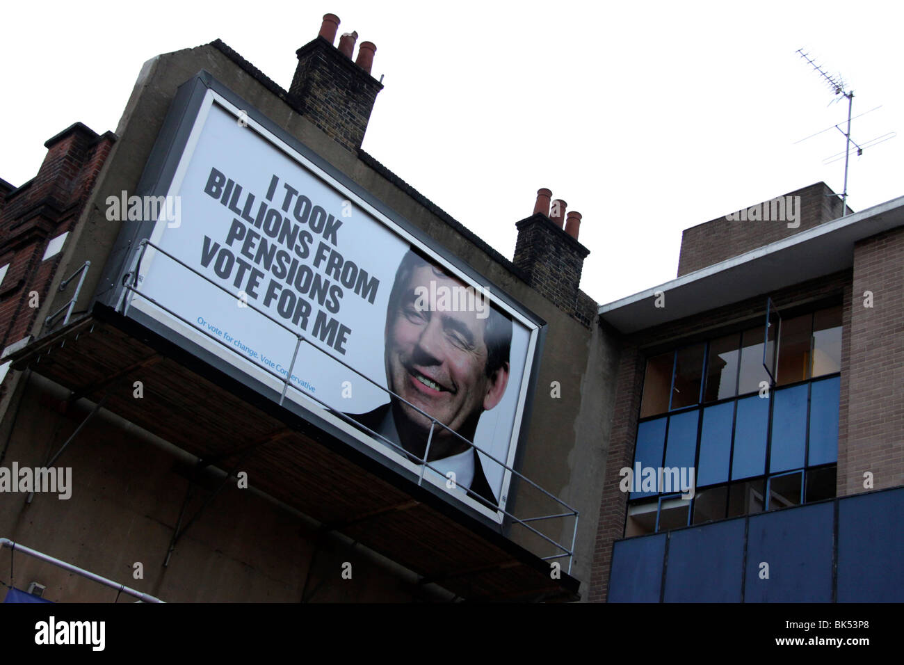 2010 Parti conservateur affiche présentant Gordon Brown à Londres Banque D'Images