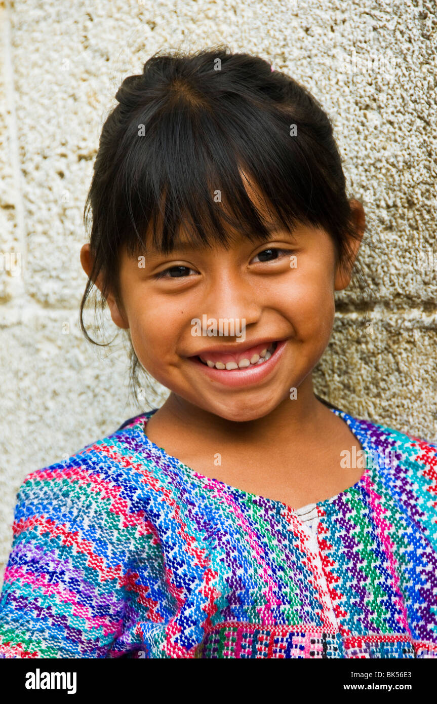 Petite fille portrait Guatemala Banque D'Images
