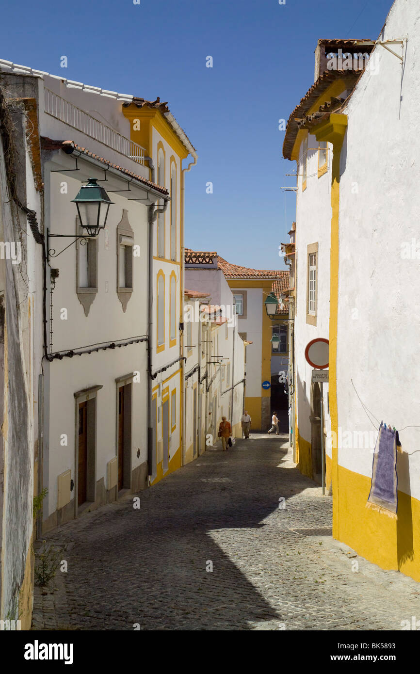 Le Portugal, l'Alto Alentejo, Portalegre, des rues pavées de la Vieille Ville Banque D'Images
