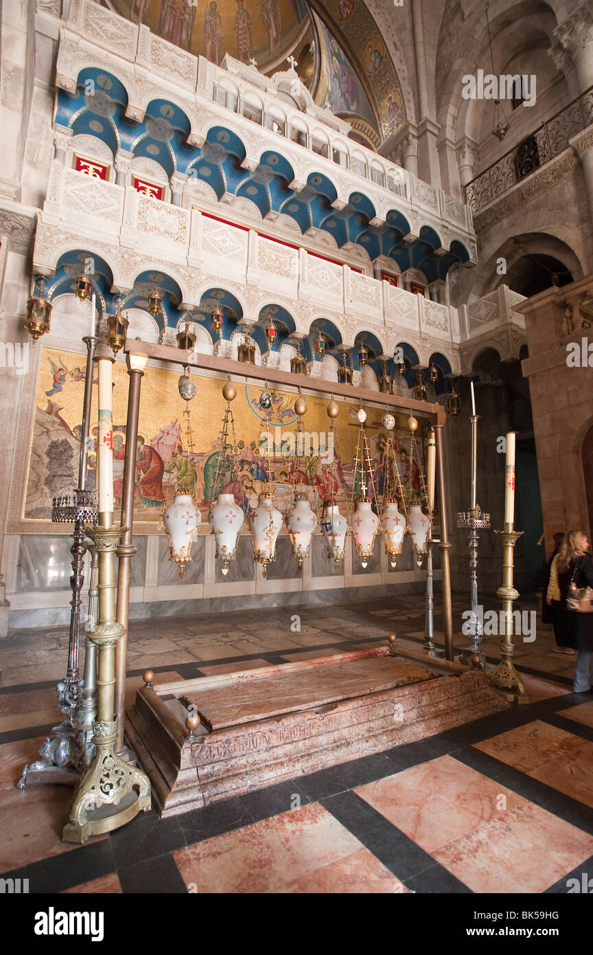 Intérieur de l'église du Saint Sépulcre, Jérusalem, Israël, Moyen Orient Banque D'Images