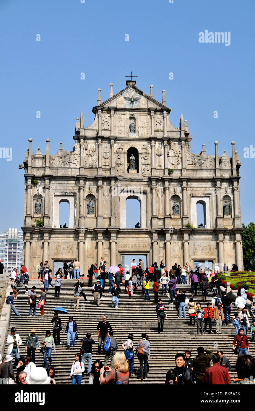 Ruines de l'église Saint Paul, le quartier historique, Macao, Chine Banque D'Images