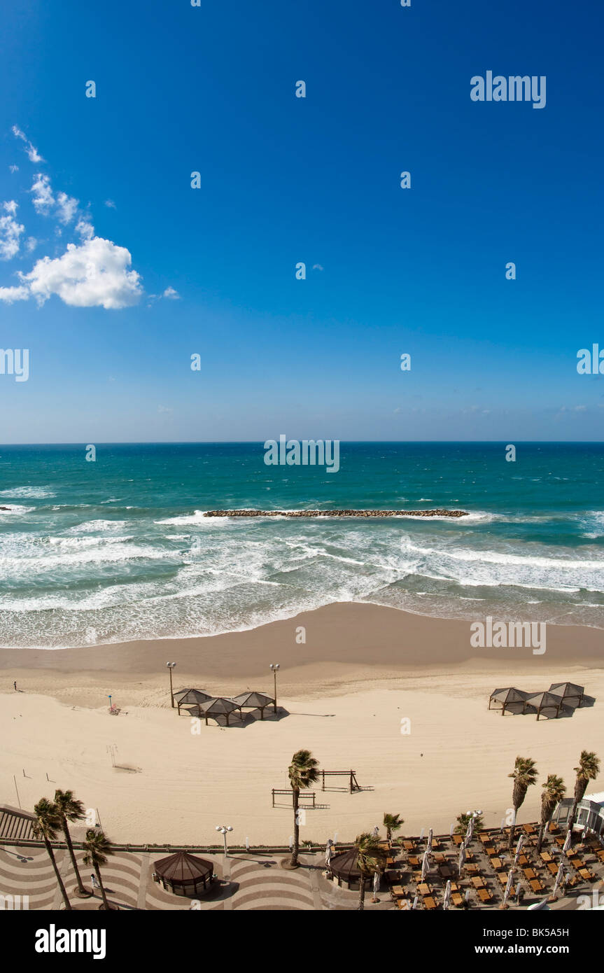 Plage de Tel Aviv, Israël, Moyen Orient Banque D'Images