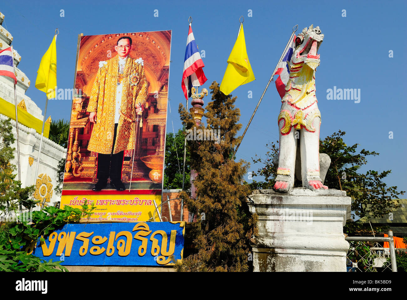 Grande photo du roi Bhumibol Adulyadej de Thaïlande, Asie du sud-est. Banque D'Images